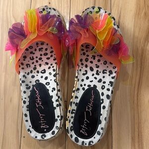 Betsey Johnson Neon Espadrille Wedge Platform Sandals Shoes | Size 6